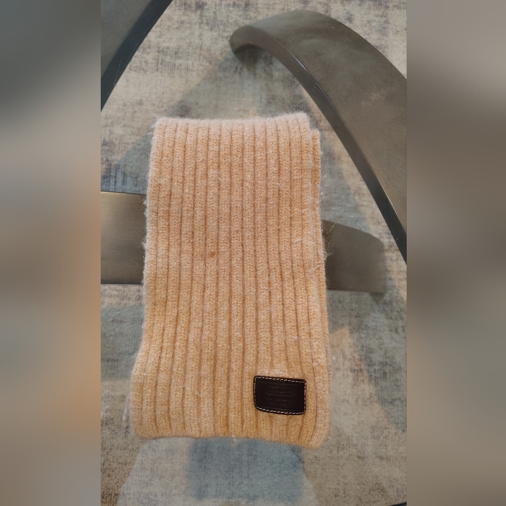 Coach Tan Ribbed Knit Scarf - Picture 5 of 5